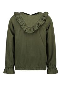 Like Flo Meisjes blouse ruffel - Army