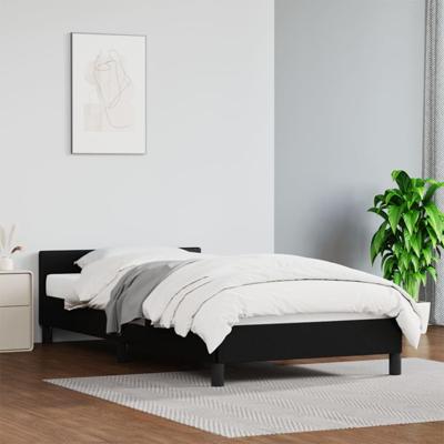 Bedframe met hoofdbord kunstleer zwart 90x200 cm