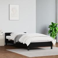Bedframe met hoofdbord kunstleer zwart 90x200 cm