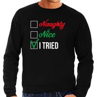 Naughty nice foute Kerstsweater / Kersttrui zwart voor heren - thumbnail