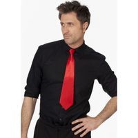 Rode stropdas 41 cm verkleedaccessoire voor dames/heren - thumbnail