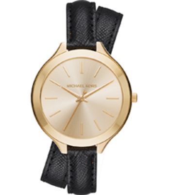 Horlogeband Michael Kors MK2468 Onderliggend Leder Zwart 12mm
