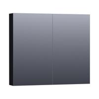Brauer Impress Deluxe Spiegelkast - 80 cm - met interne en externe Verlichting - 2 Dubbelzijdige Spiegeldeuren - Mat Zwart