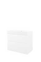 Proline polystone Loft badmeubelset met wastafelonderkast met 2 asymmetrische lades en polystone wastafel met 1 kraangat 80 x 70 x 46 cm, glanzend wit