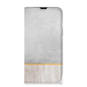 iPhone 14 Book Wallet Case Wood Concrete