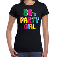 Eighties / 80s party girl verkleed feest t-shirt zwart voor dames - Jaren 80 / tachtig verkleden Eighties / 80s party girl verkleed feest t-shirt zwart voor dames - Jaren 80 / tachtig verkleden