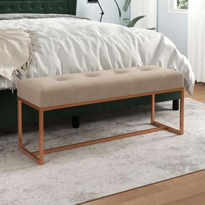 Bankje 110x36x45 cm fluweel beige