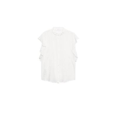 Mango blouse met ruches naturel wit Mango blouse met ruches naturel wit