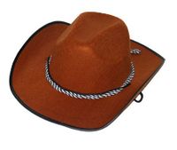 Cowboy hoed bruin met koord - thumbnail