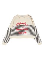 Philosophy Di Lorenzo Serafini Kids pull rayé à logo brodé - Blanc