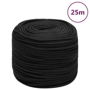 VidaXL Boottouw 6 mm 25 m polypropeen zwart