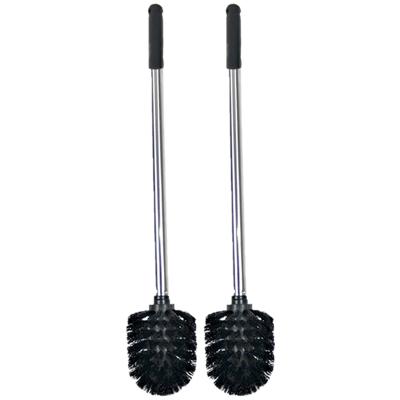 Gerimport Wc en toiletborstel - 2x - zwart / zilver - 34 cm - van RVS - Badkamer accessoires