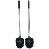 Gerimport Wc en toiletborstel - 2x - zwart / zilver - 34 cm - van RVS - Badkamer accessoires