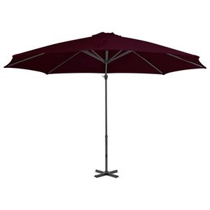 The Living Store Zweefparasol Rood - Parasoldoek van uv-beschermend polyester - 300 x 238 cm - Met kruisvoet -