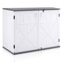 Outdoor Tuinkast HDPE Horizontale Tuinbox met 3 Verstelbare Planken Afsluitbaar Deksel en Deuren