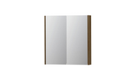 INK SPK2 spiegelkast met 2 dubbelzijdige spiegeldeuren, 2 verstelbare glazen planchetten, stopcontact en schakelaar 70 x 14 x 73 cm, massief eiken ash