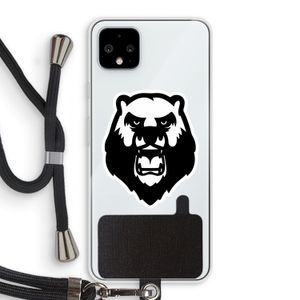 Angry Bear (white): Pixel 4 XL Transparant Hoesje met koord