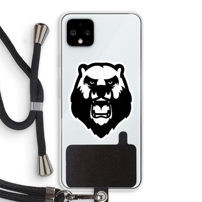 Angry Bear (white): Pixel 4 XL Transparant Hoesje met koord