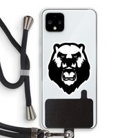 Angry Bear (white): Pixel 4 XL Transparant Hoesje met koord