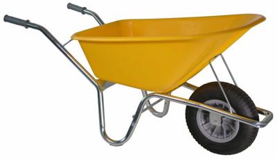 Kruiwagen Bouw 100L Geel m/kunststof bak - Meuwissen agro