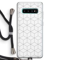 Zwart-witte kubussen: Samsung Galaxy S10 Plus Transparant Hoesje met koord