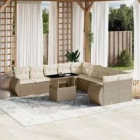 11-delige Tuinset met kussens poly rattan beige 11-delige Tuinset met kussens poly rattan beige