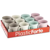 PlasticForte Drinkbekers - 12x - gekleurd - mokken - kunststof - 320ml