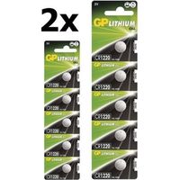 10 Stuks (2 Blisters a 5St) - GP CR1220 3V 40mAh lithium knoopcelbatterij - thumbnail