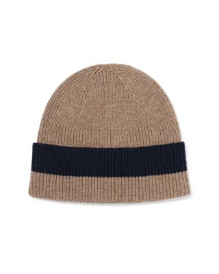 051 Herenbeanie Zand-blauw