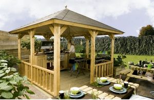 Lugarde Veranda VV8 300x300 cm- Puntdak- Onbehandeld vurenhout- Lugarde