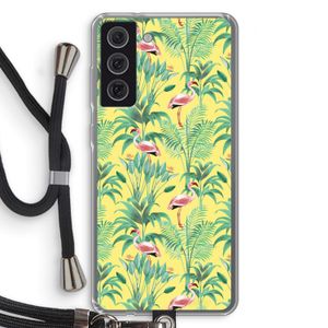 Flamingo party: Samsung Galaxy S21 FE Transparant Hoesje met koord