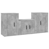 The Living Store TV-meubelset - Klassiek betongrijs - Bewerkt hout - Wandgemonteerd - Voldoende opbergruimte