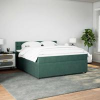 Boxspring met matras fluweel donkergroen 180x200 cm