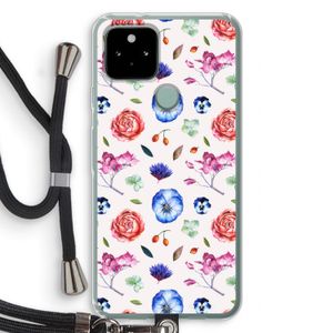 Bloemetjes: Pixel 5 Transparant Hoesje met koord