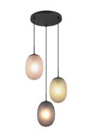 Trio 3-lichts hanglampFacette met geribbeld gekleurd glas - 364230317