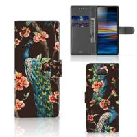 Sony Xperia 10 | Telefoonhoesje | Met pasjeshouder | Pauw met Bloemen