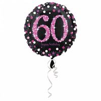 FolieBallon 60 jaar happy birthday Pink 43cm