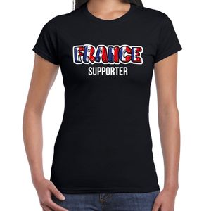 Zwart t-shirt France / Frankrijk supporter EK/ WK voor dames