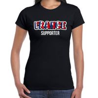 Zwart t-shirt France / Frankrijk supporter EK/ WK voor dames - thumbnail