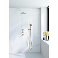 Fortifura Nebbio Regendoucheset - inbouwkraan - inbouwdeel - glijstang - doucheslang metaal - ronde handdouche - 35cm wandarm - ronde hoofddouche - geborsteld messing PVD (goud) SW1183067 SW1111531 SW706206 SW799449 SW720562 SW1