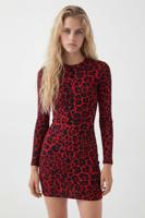 Korte slim fit jurk met luipaardprint - RED - XL