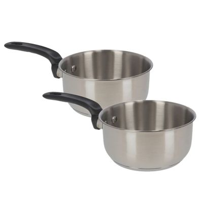 2x stuks rvs steelpannen/sauspannen van 16 cm