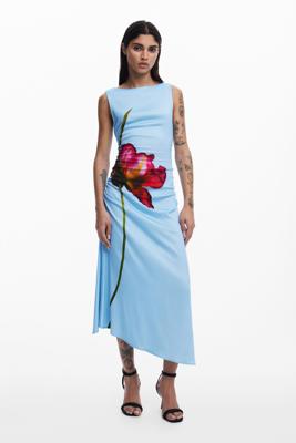 Asymmetrische orchideeënjurk - BLUE - XL