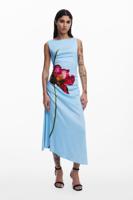Asymmetrische orchideeënjurk - BLUE - XL