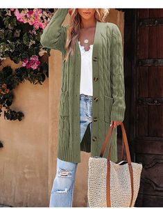 Crew Neck Casual Plain Loose Cardigan