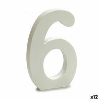 Cijfer 6 Hout Wit (1,8 x 21 x 17 cm) (12 Stuks)