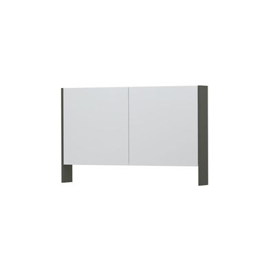 INK SPK3 Spiegelkast - 120x14x74cm - 2 deuren - dubbelzijdige Spiegel - open planchet - schakelaar en stopcontact - MDF lak Mat beton groen 1110275
