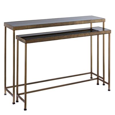 Thari Gold alu bijzettafel met glazen blad SV2