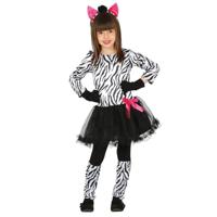 Dierenpak zebra verkleedjurkje voor meisjes - carnavalskleding/outfit zebra - thumbnail