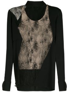 Gloria Coelho blouse à empiècements en dentelle - Noir